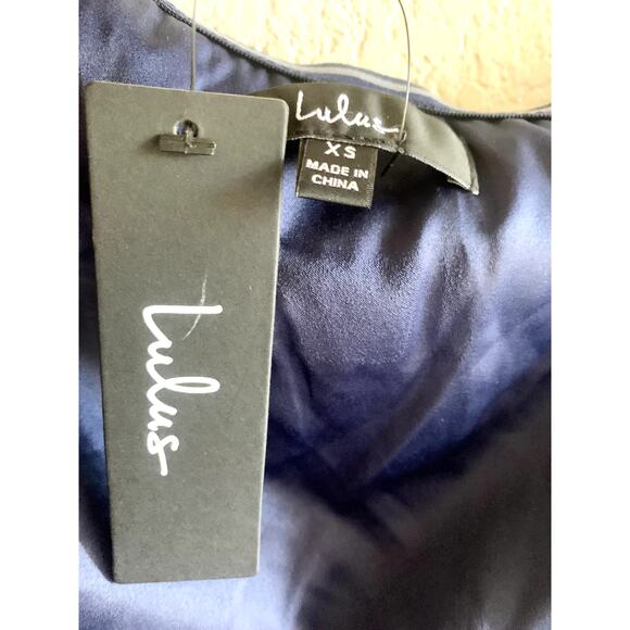 Lulu's Law of Attraction Navy Blue One-Shoulder Asymmetrical Midi Dress XS - Picture 7 of 9